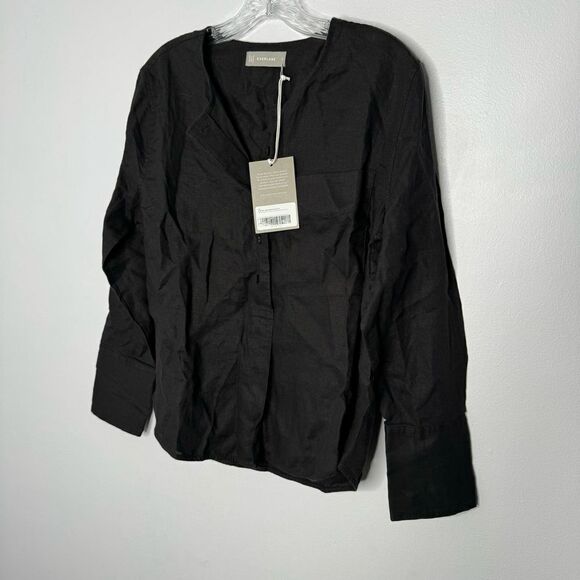 Everlane black linen button down shirt size 4 - Picture 2 of 6